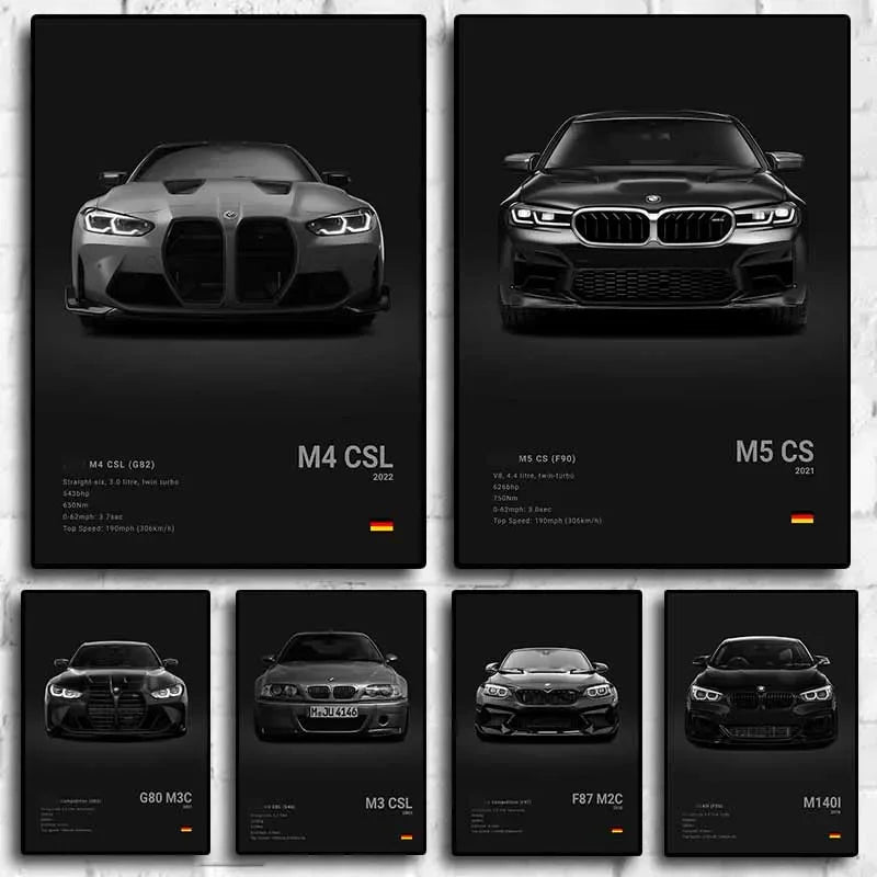 Monochrome Supercar Canvas